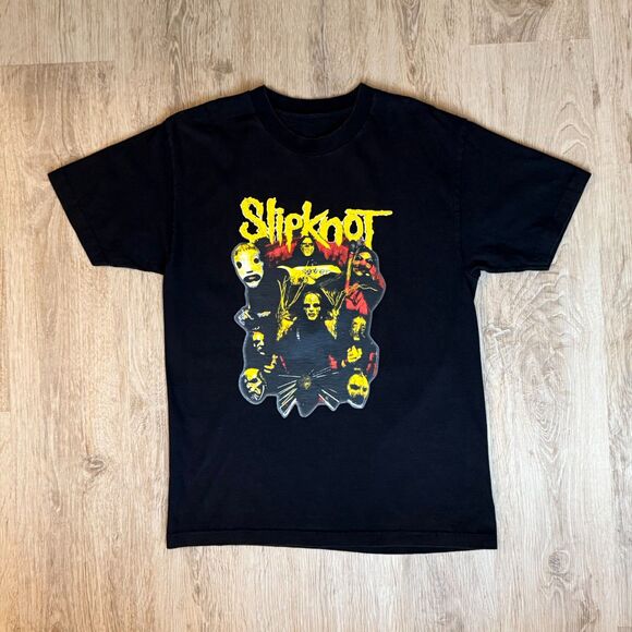 Slipknot Graphic T-Shirt Band Collage Print Black Size L Nu Metal Tee - Picture 1 of 4